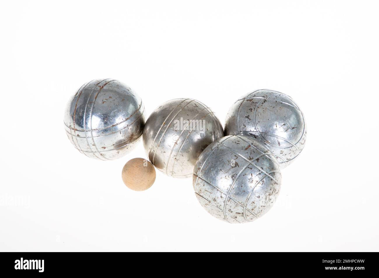 Petanque balls with a wooden jack isolated on white background Stock Photo Alamy