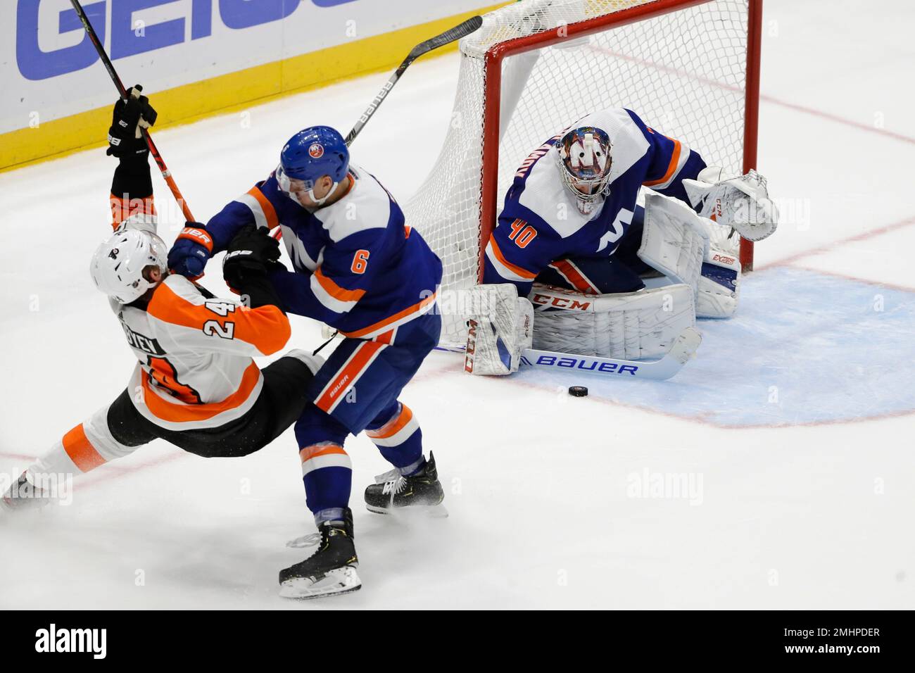 New York Islanders' Ryan Pulock plays during an NHL hockey game, Tuesday,  Nov. 29, 2022, in Philadelphia. (AP Photo/Matt Slocum Stock Photo - Alamy