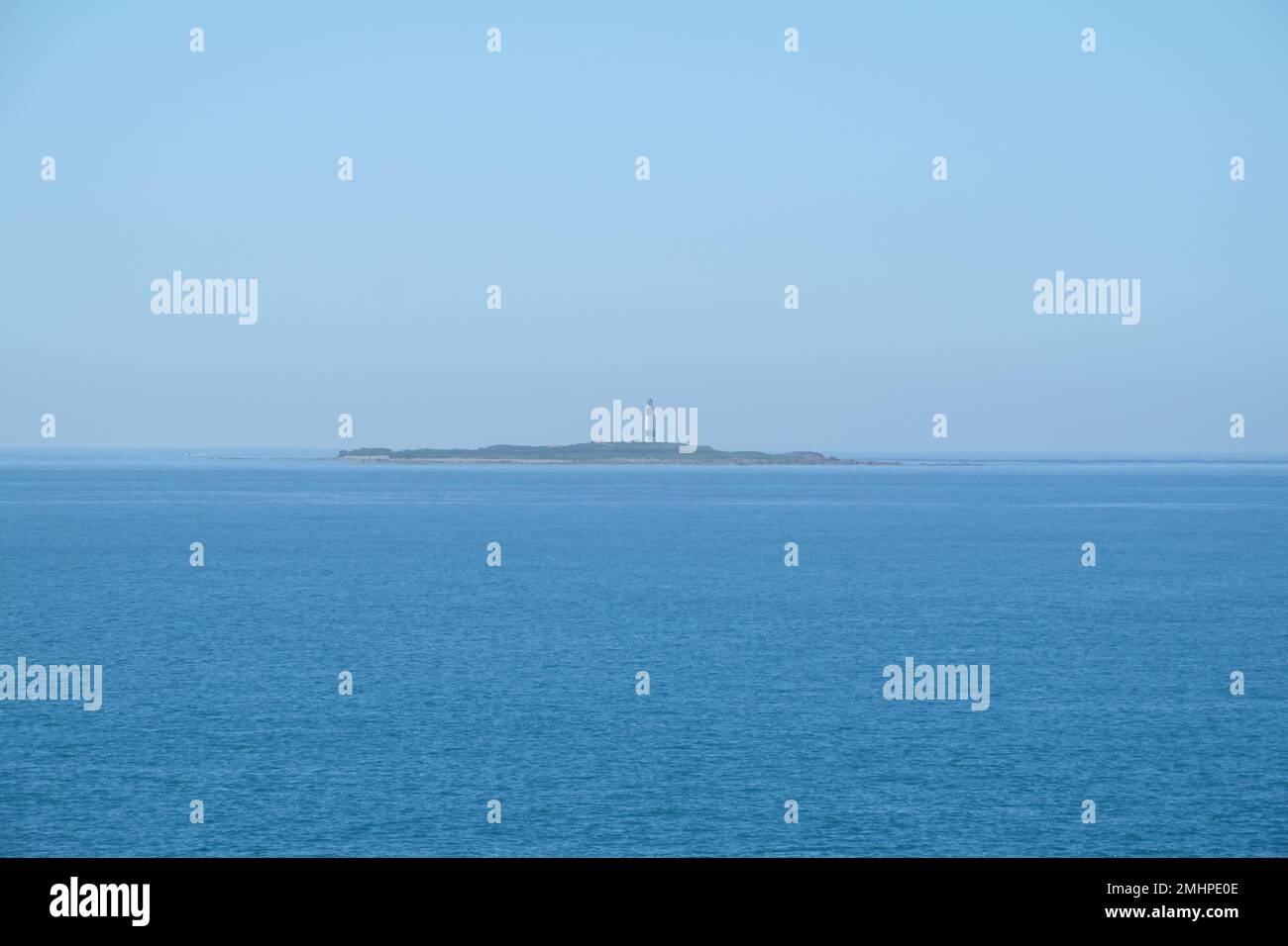 Dog Island lighthouse seen from the Bluff Hill Scenic reserve, across