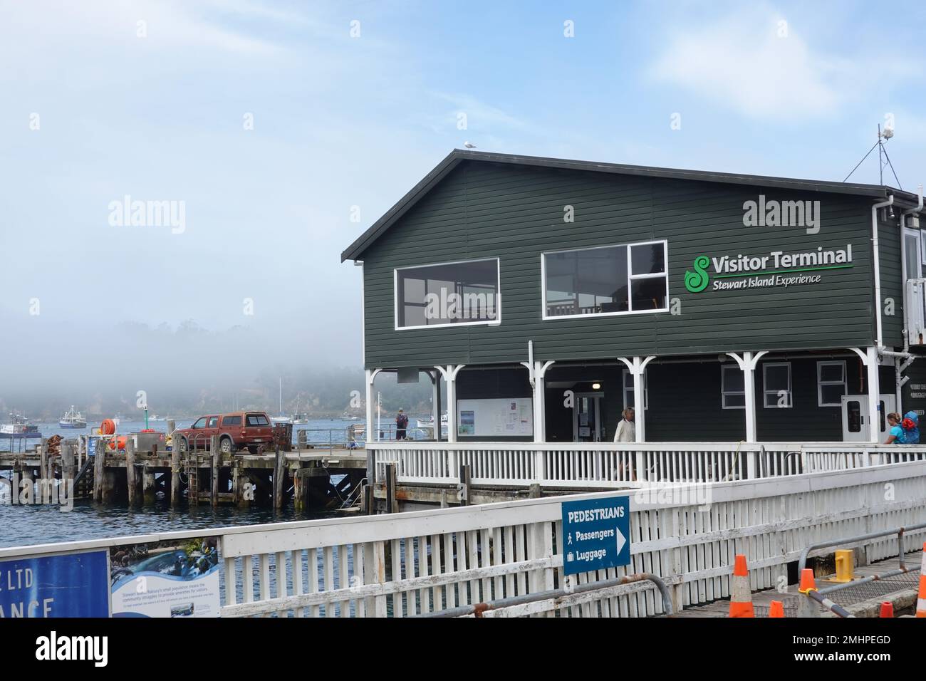 Ferry terminal and wharf, Oban Township, Stewart Island, South Island, New Zealand Stock Photo