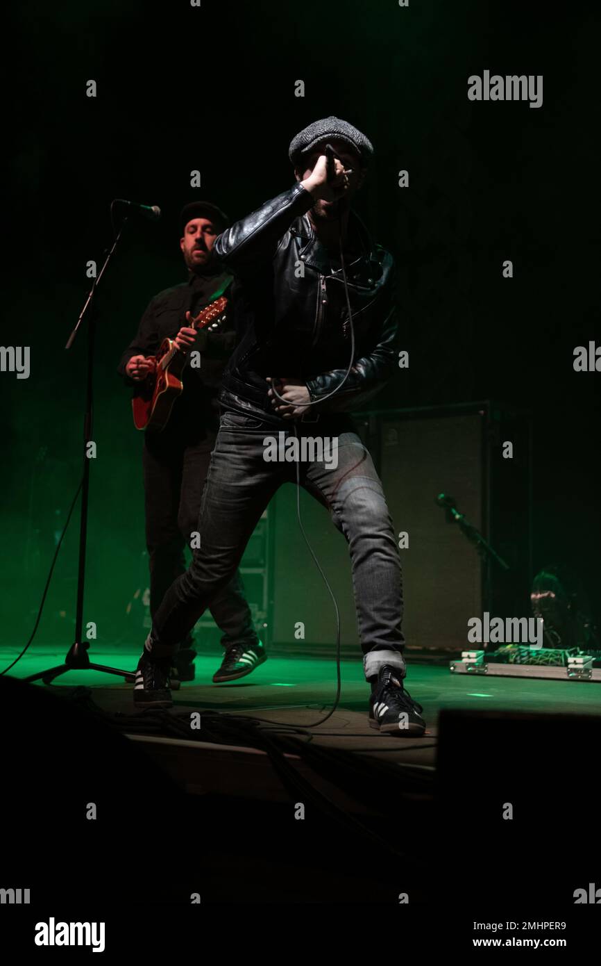 Australian punk-folk band, The Rumjacks, performing live in Hannover while opening for the Dropkick Murphys in Europe 2023 tour. Stock Photo