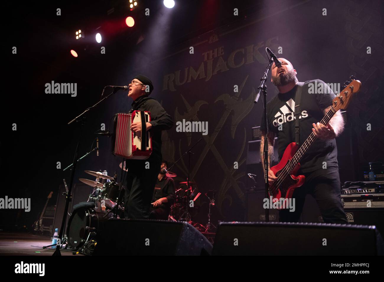 Australian punk-folk band, The Rumjacks, performing live in Hannover while opening for the Dropkick Murphys in Europe 2023 tour. Stock Photo