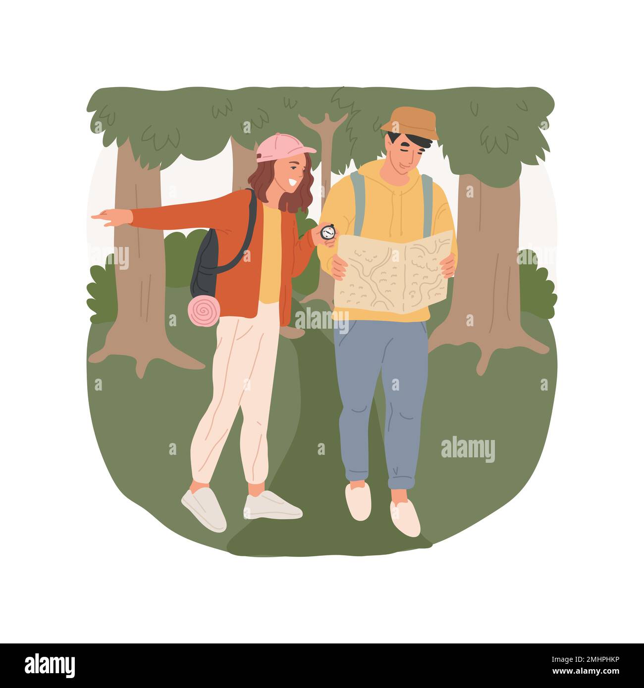 Learning survival skills isolated cartoon vector illustration. People
