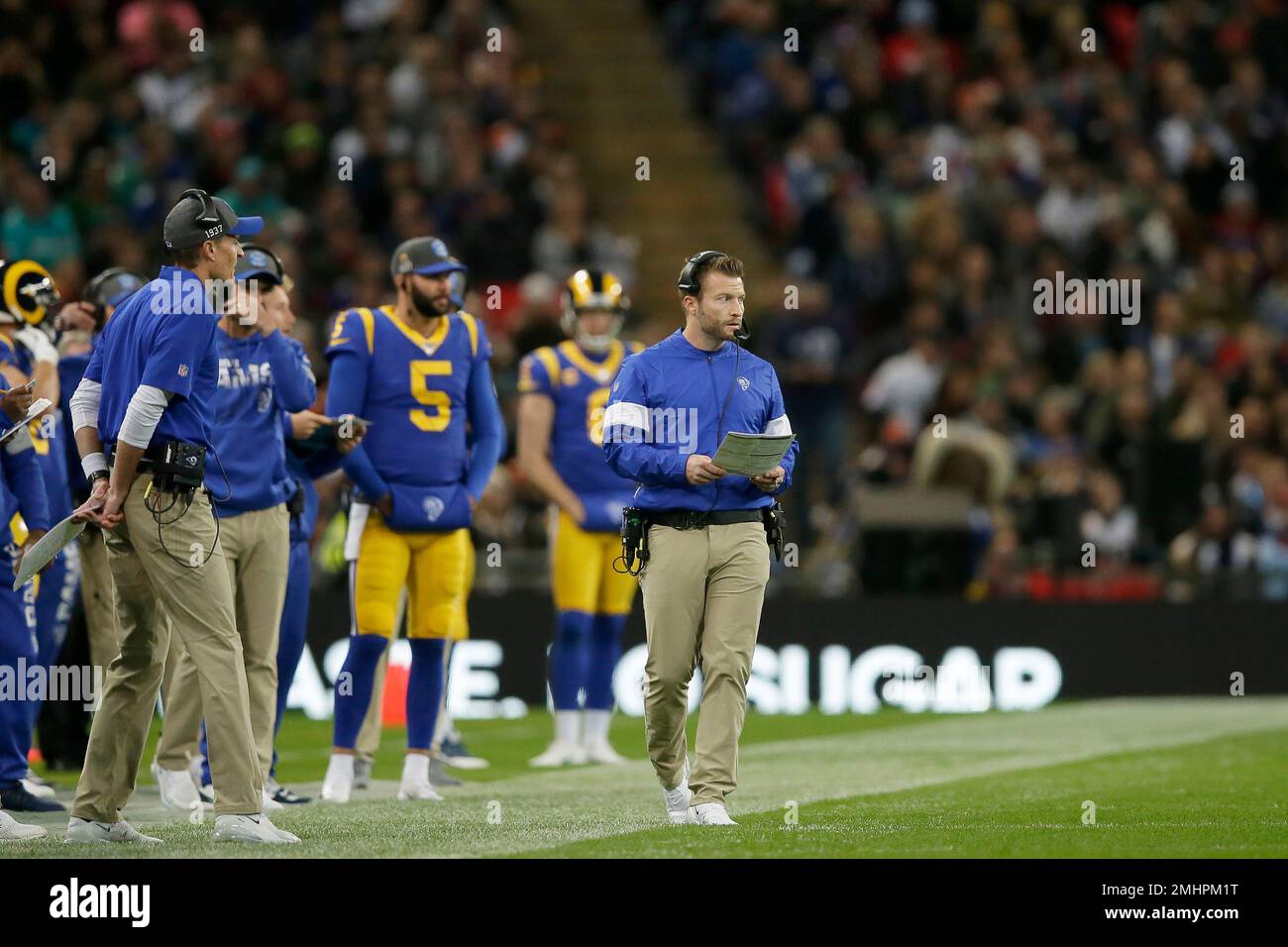 Los Angeles Rams Head Coach Sean Mcvay Right Watches During The First