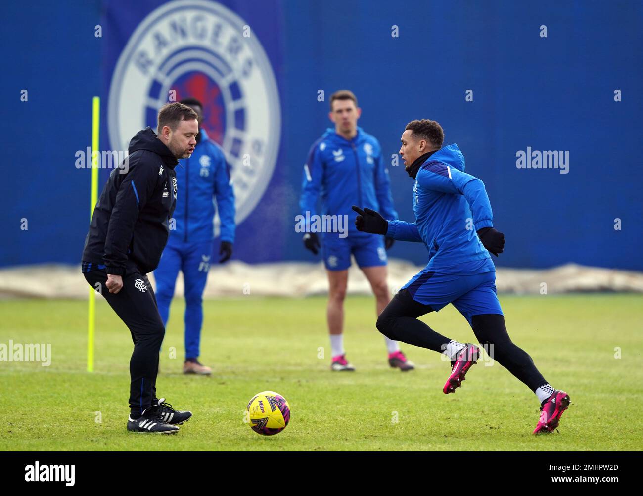 Rangers manager Michael Beale and James Tavernier during a training ...