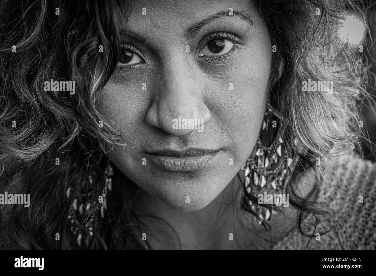 Close up portrait of woman in black and white Stock Photo Alamy