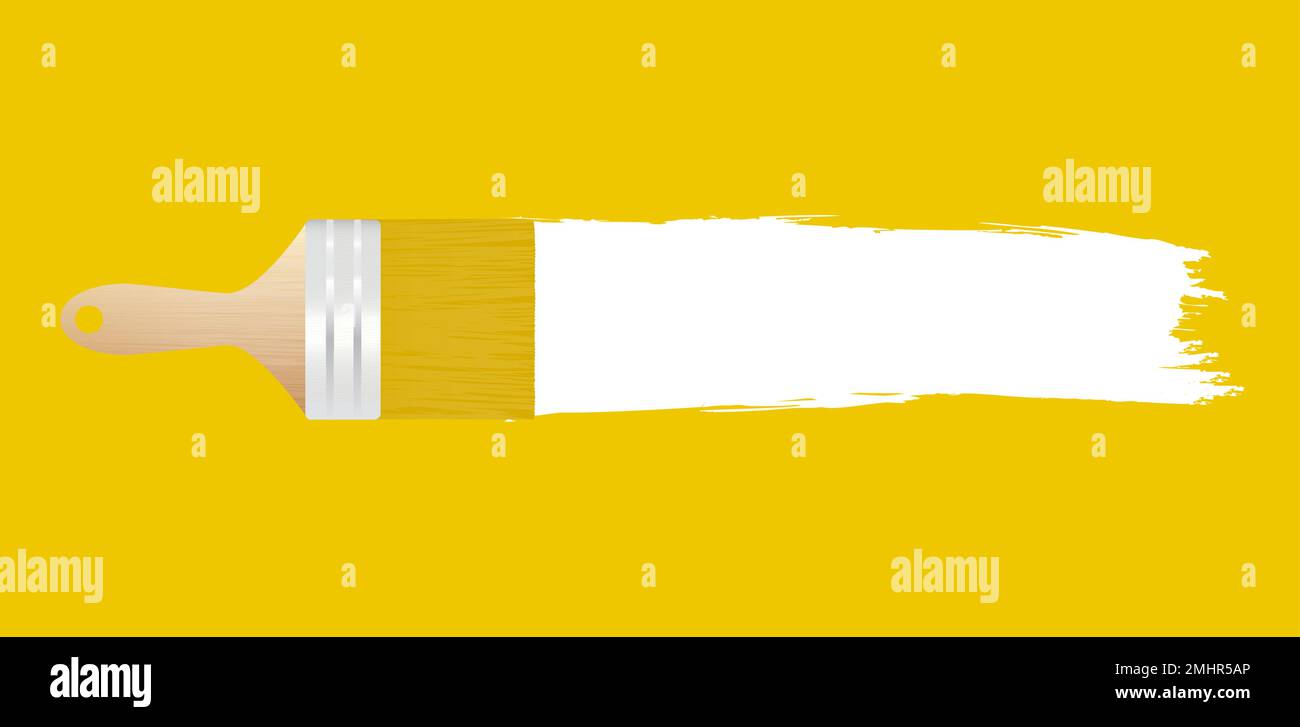 Paint brush with long stroke isolated on blue background Stock Vector