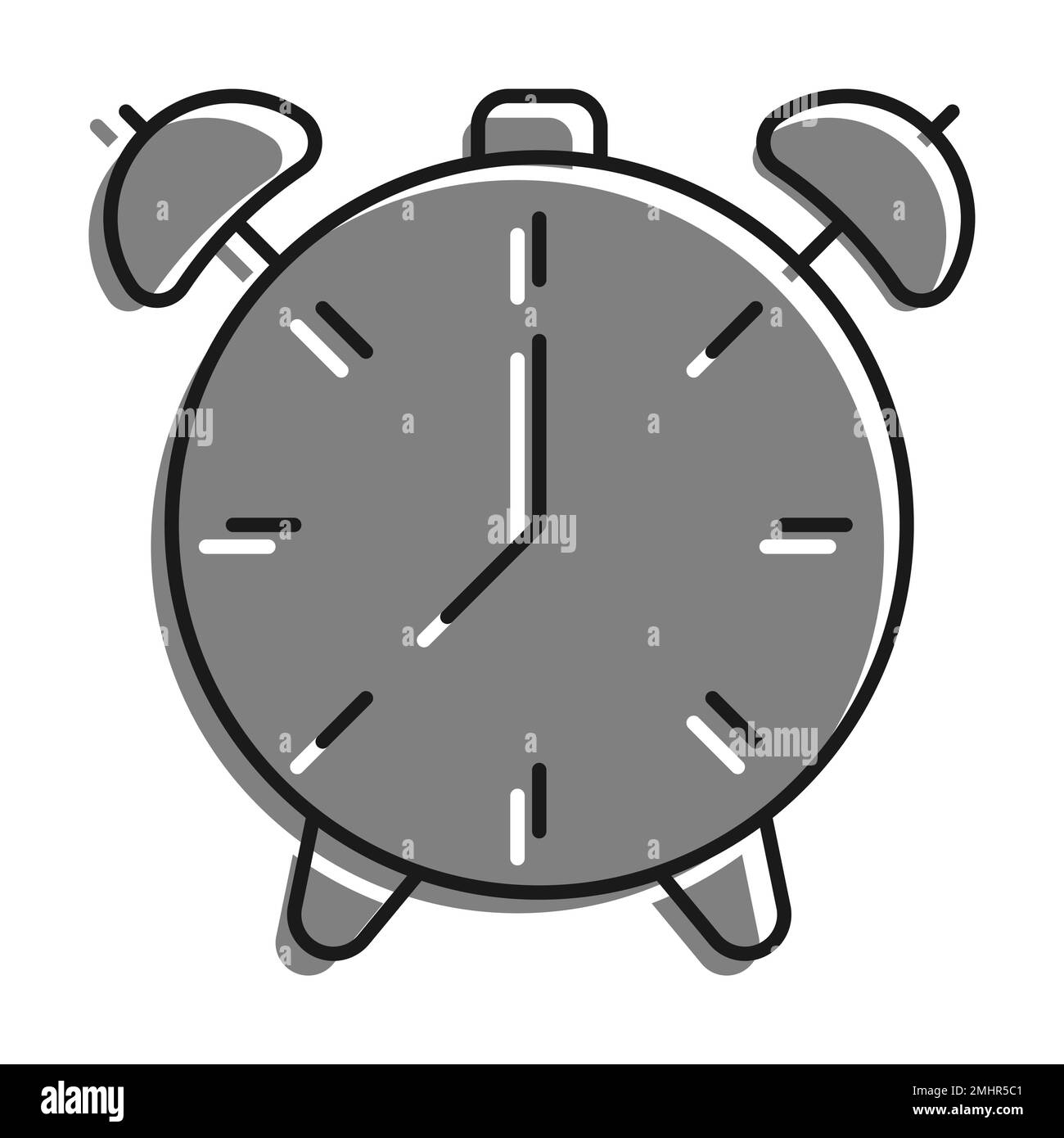 Alarm Clock filled with gray color icon Isolated On white background