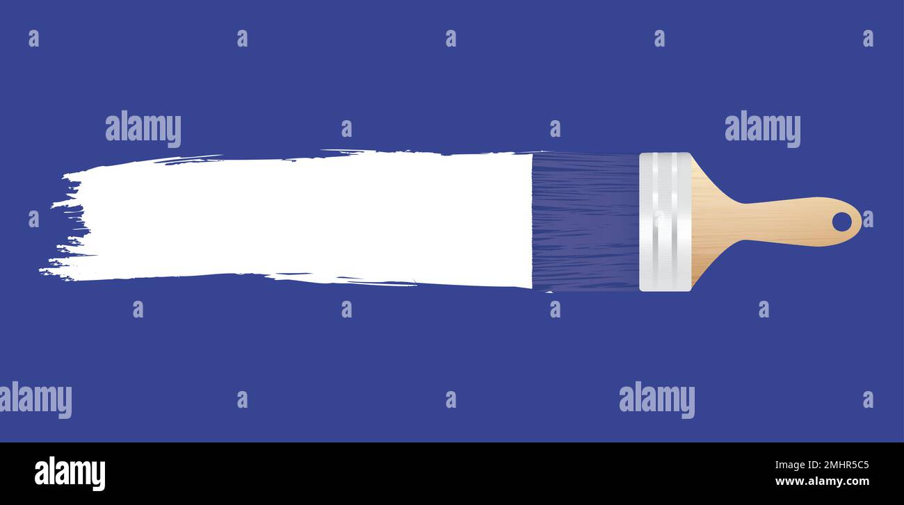 Paint brush with long stroke isolated on blue background Stock Vector