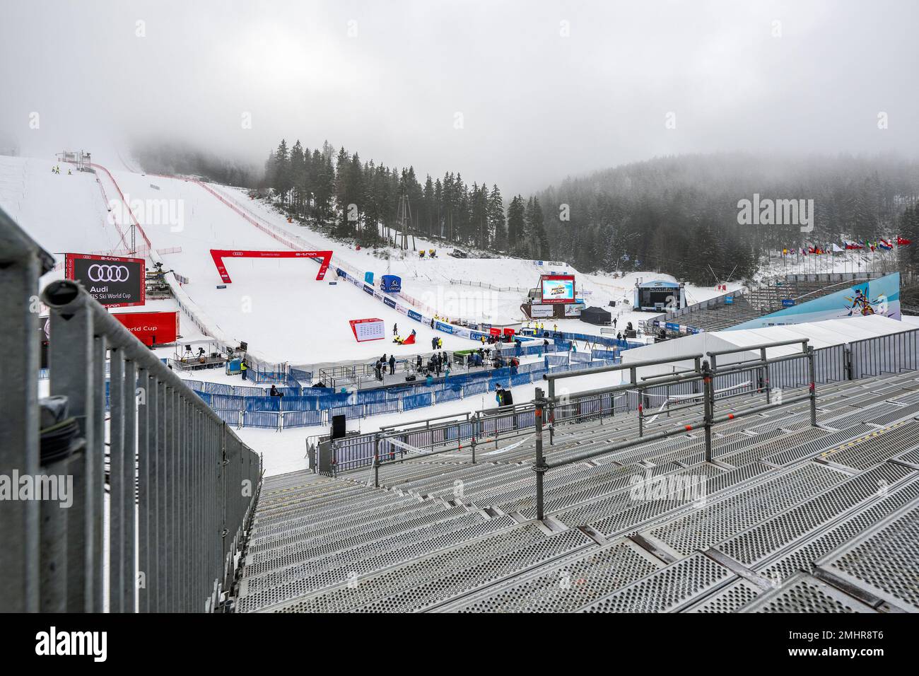 Spindleruv Mlyn, Czech Republic. 27th Jan, 2023. Preparation of the