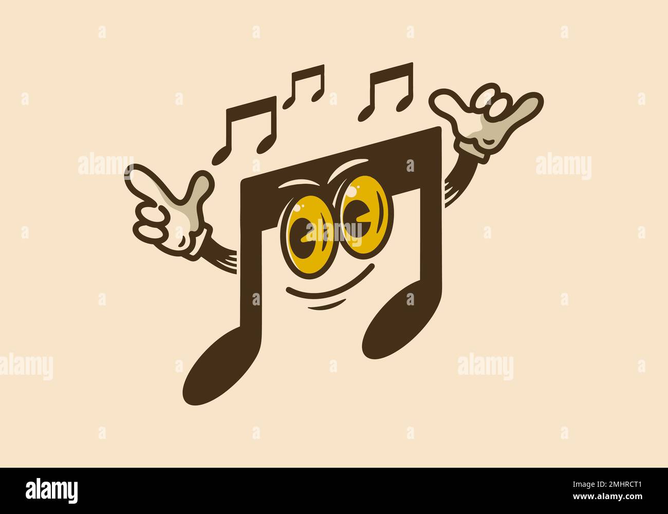 Music notes character mascot illustration design Stock Vector Image
