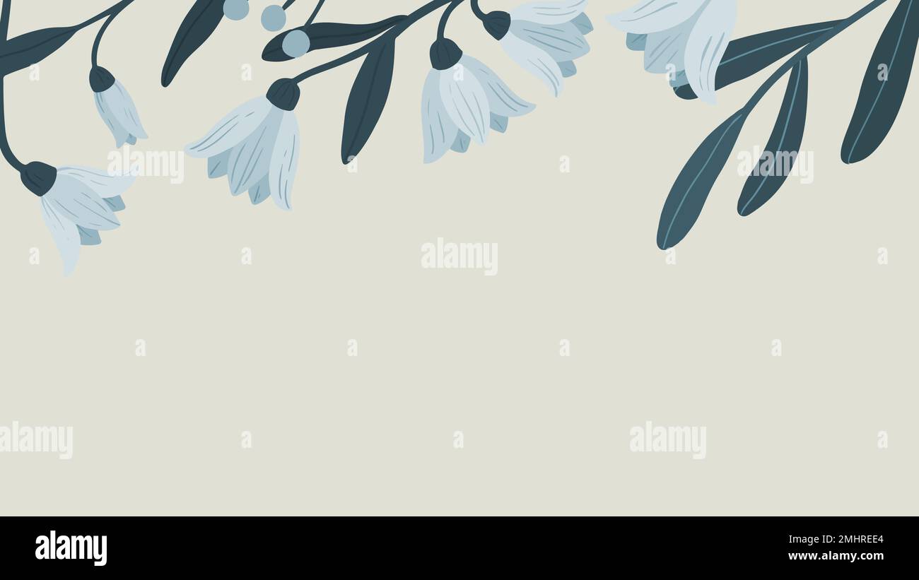 Blue botanical copy space mobile wallpaper vector Stock Vector