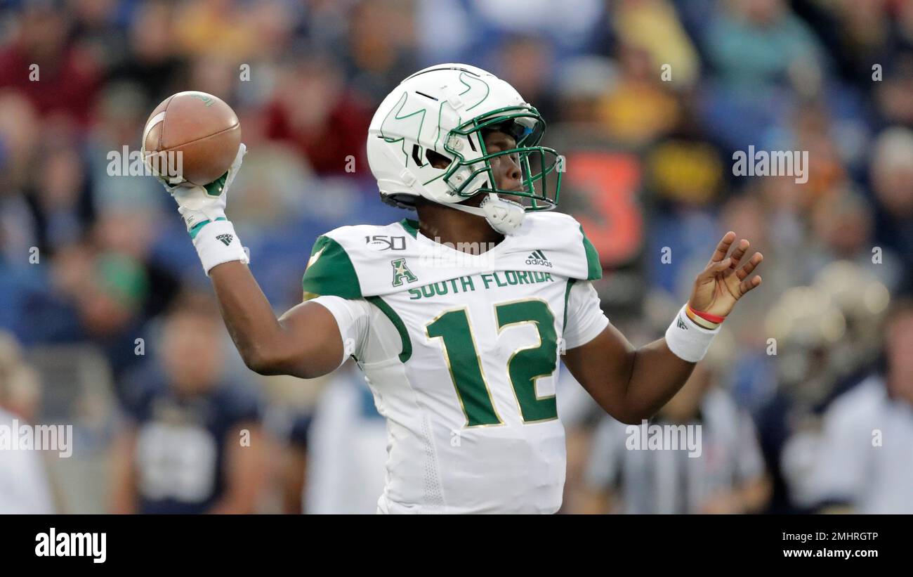 South Florida quarterback Jordan McCloud throws a pass against Navy