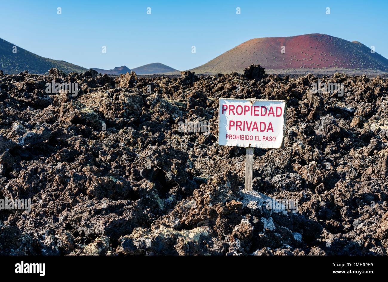 Private Property, Volcano Colorado , Lanzarote, Canary Islands, Spain, Stock Photo