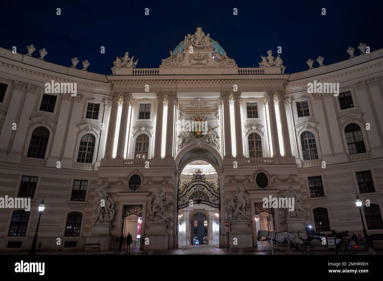 Night View of the illuminated Hofburg Palace the former principal
