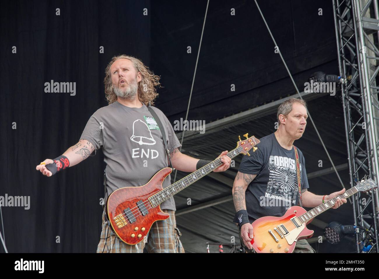 09 Jun 2018. Donnington Park, Derbyshire, United Kingdom. Chris Parkes and Paddy O'Malley of Lawnmower Deth Perform at Download Festival 2018. Credit: Will Tudor/Alamy Stock Photo