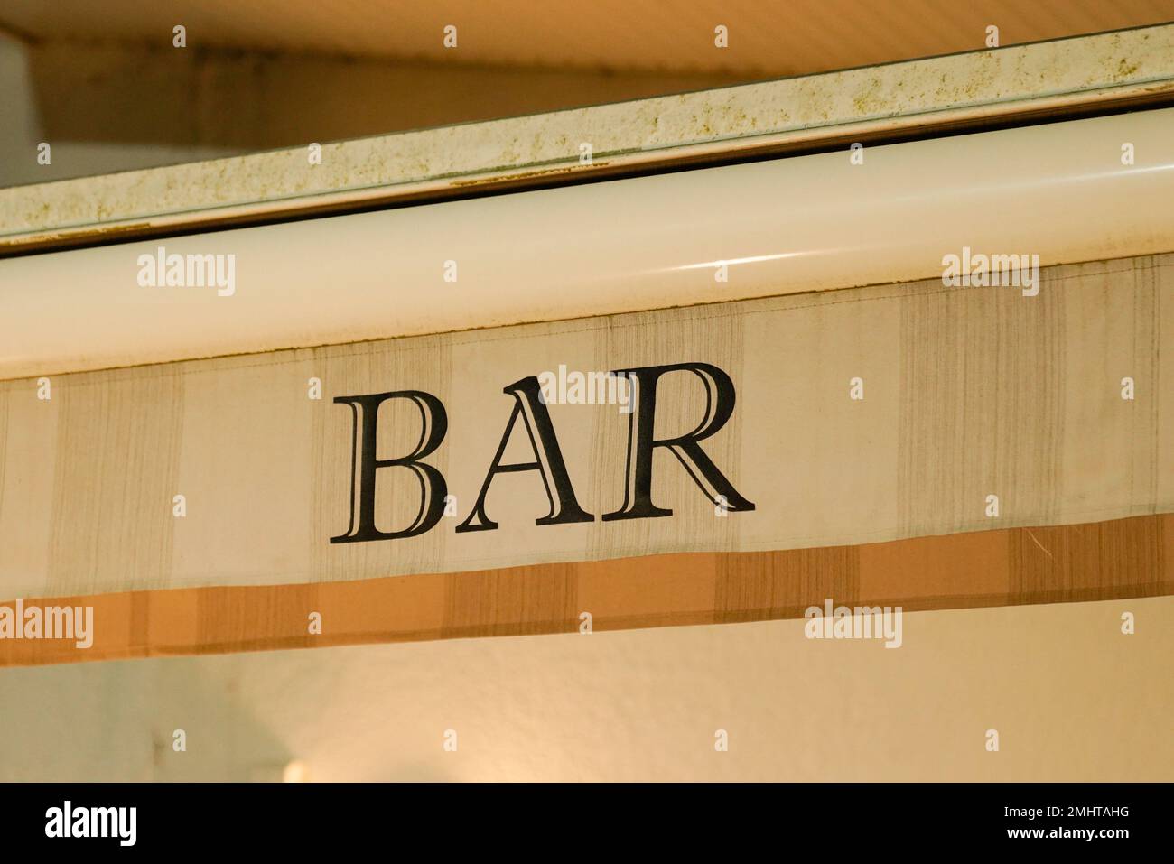 text bar on front building cafe pub in street Stock Photo Alamy