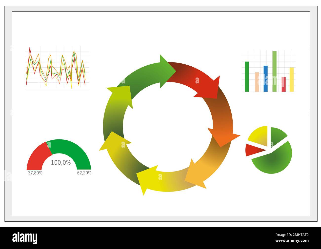 Illustration of colorful graphs on white background Stock Photo - Alamy