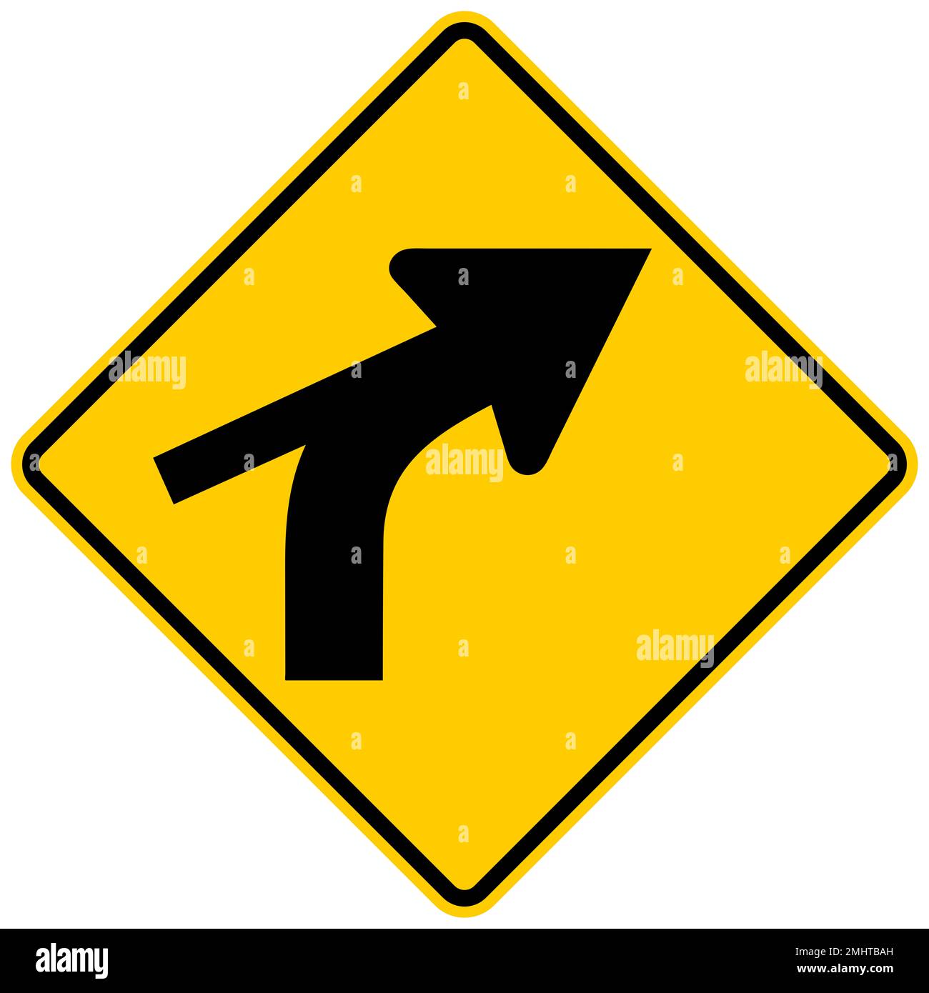 Combination curve with cross road intersection warning sign Stock Photo