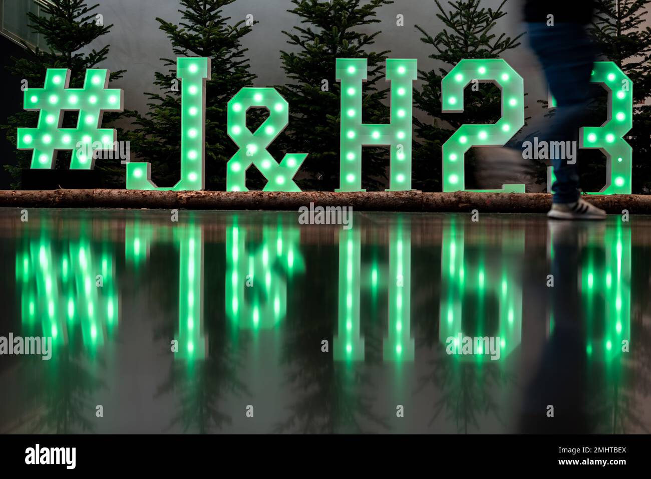 Dortmund, Germany. 27th Jan, 2023. A visitor walks in front of