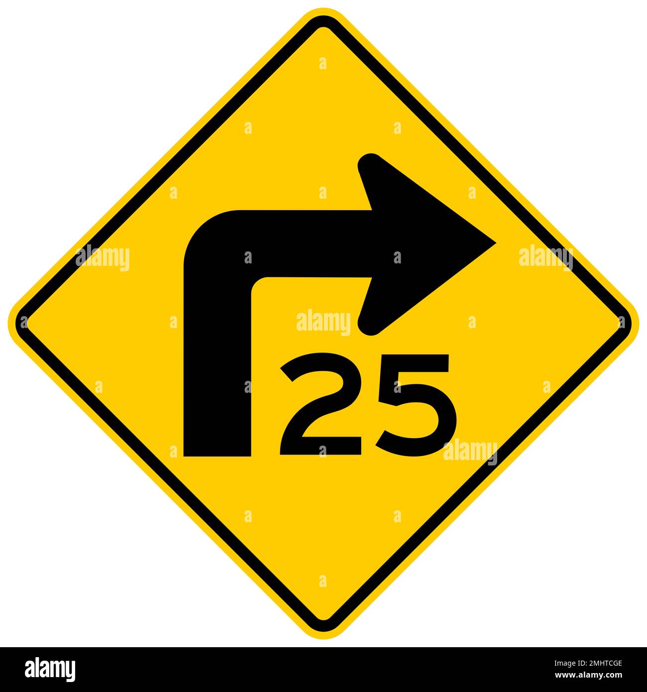 Combination turn with advisory speed warning sign Stock Photo Alamy