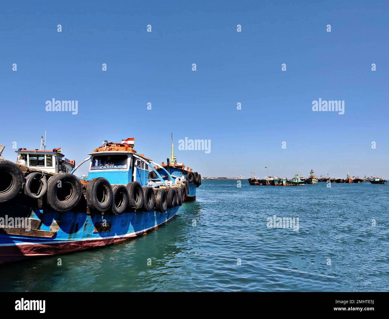 Beyt/Bet Dwarkadhish Temple boat/ferry ride/Dwarka/Gujarat Stock Photo