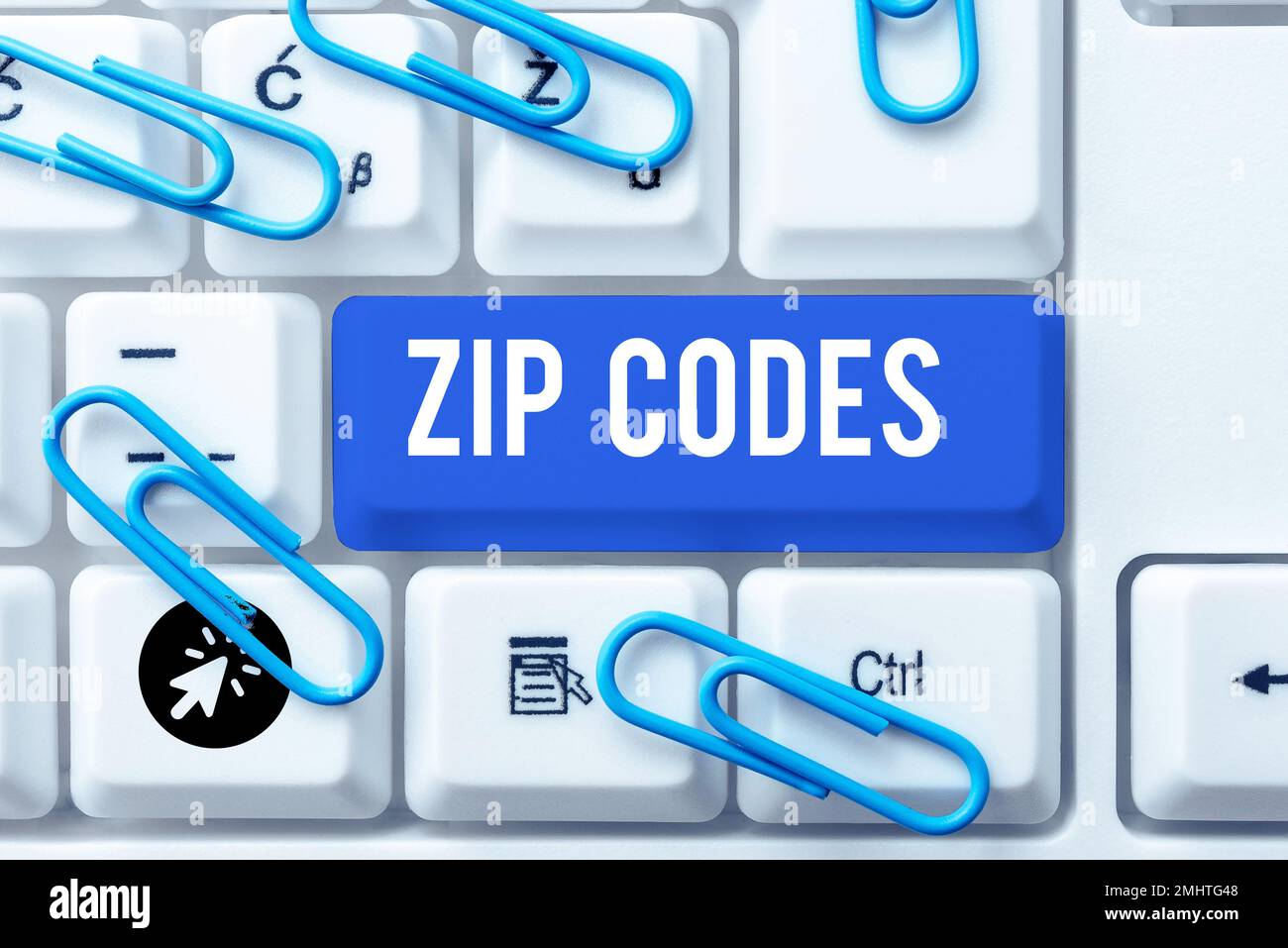 Sign displaying Zip Codes. Word for numbers added to a postal address