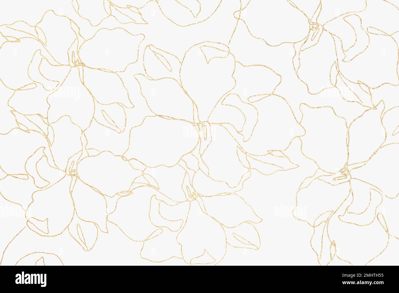 Floral pattern wallpaper vector with hand drawn gold flower Stock Vector