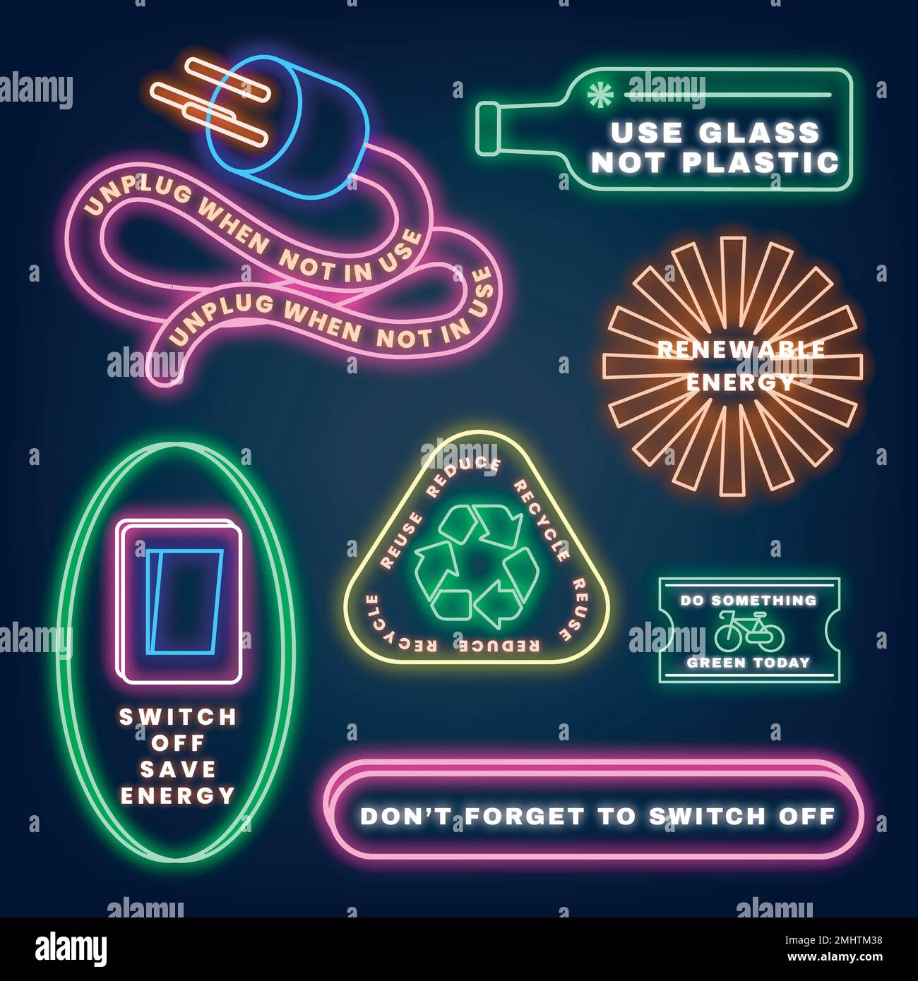 Neon sign environment illustration vector set, save the our