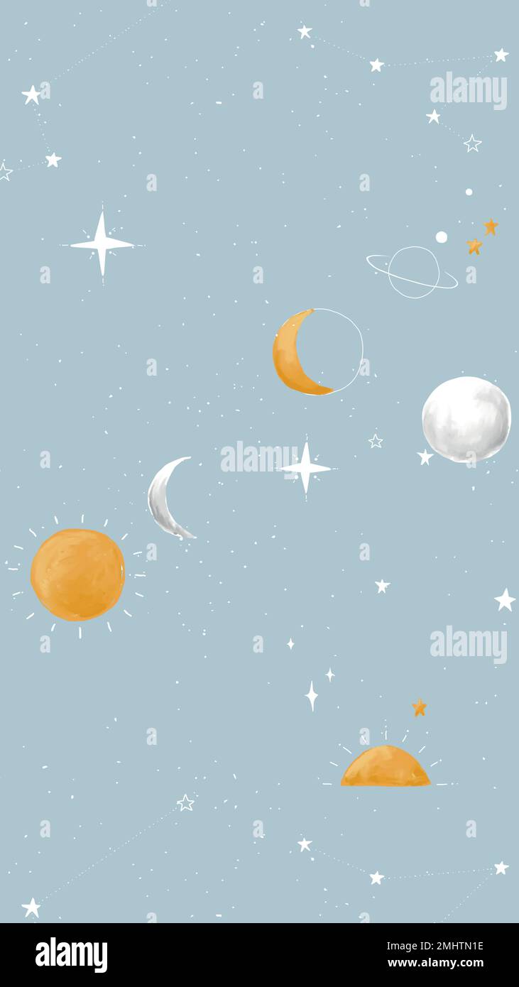 Galaxy iPhone wallpaper, mobile background, cute space vector Stock Vector