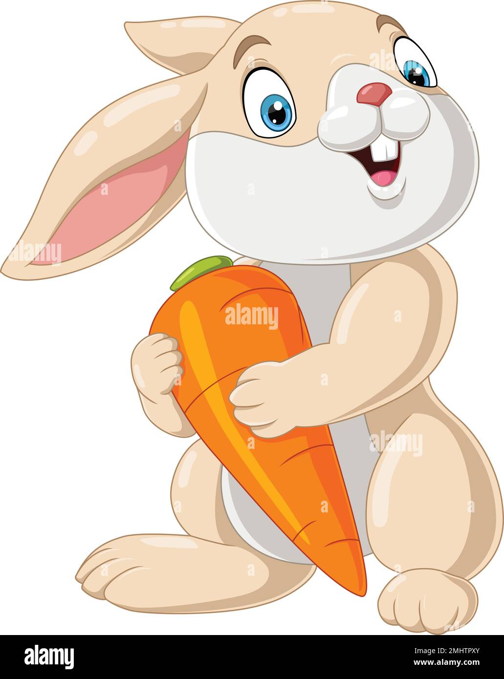 Cartoon little bunny holding a carrot Stock Vector