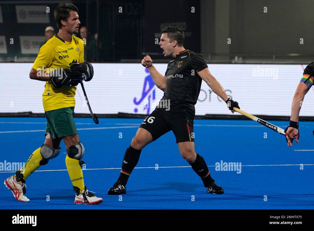 Germany's Gonzalo Peillat, right, celebrates after scoring his side's