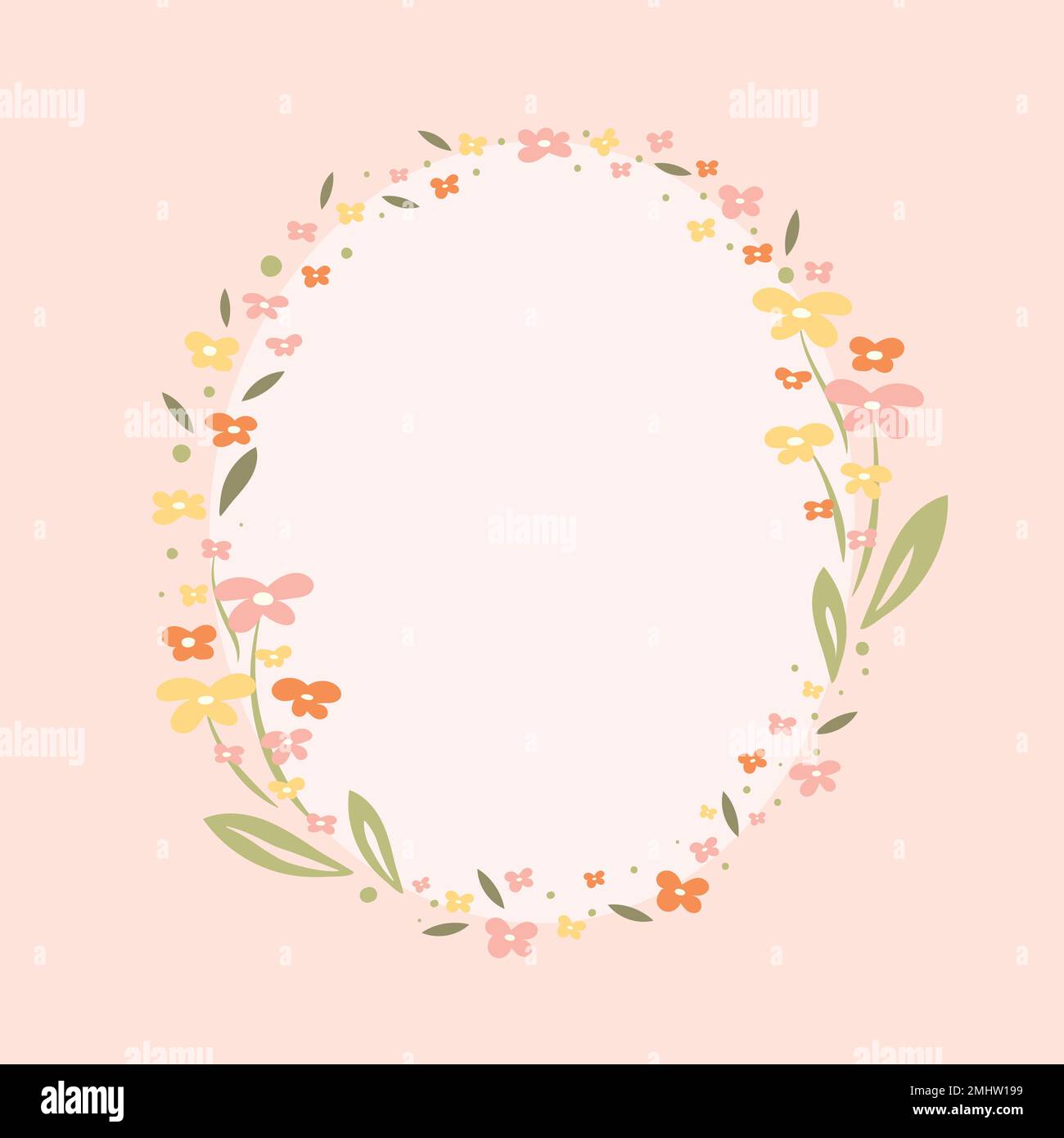 Pastel flower frame, vector, flat design illustration Stock Vector ...