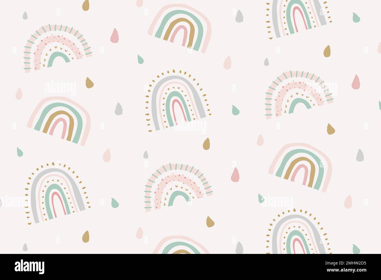 Cute doodle pattern rainbow background vector Stock Vector Image & Art ...