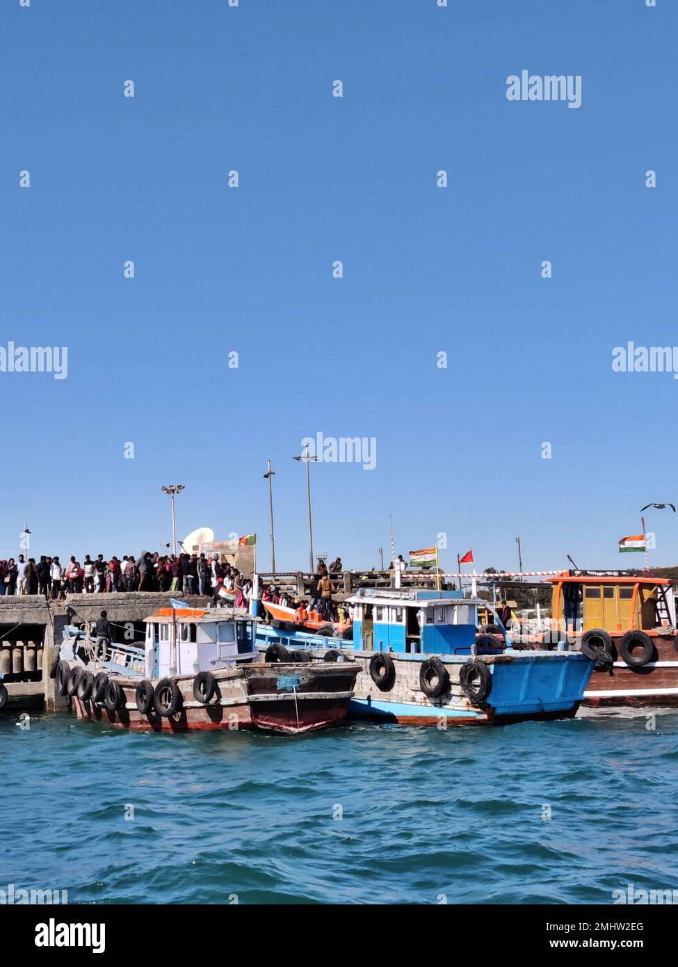 Beyt/Bet Dwarkadhish Temple boat/ferry ride/Dwarka/Gujarat Stock Photo