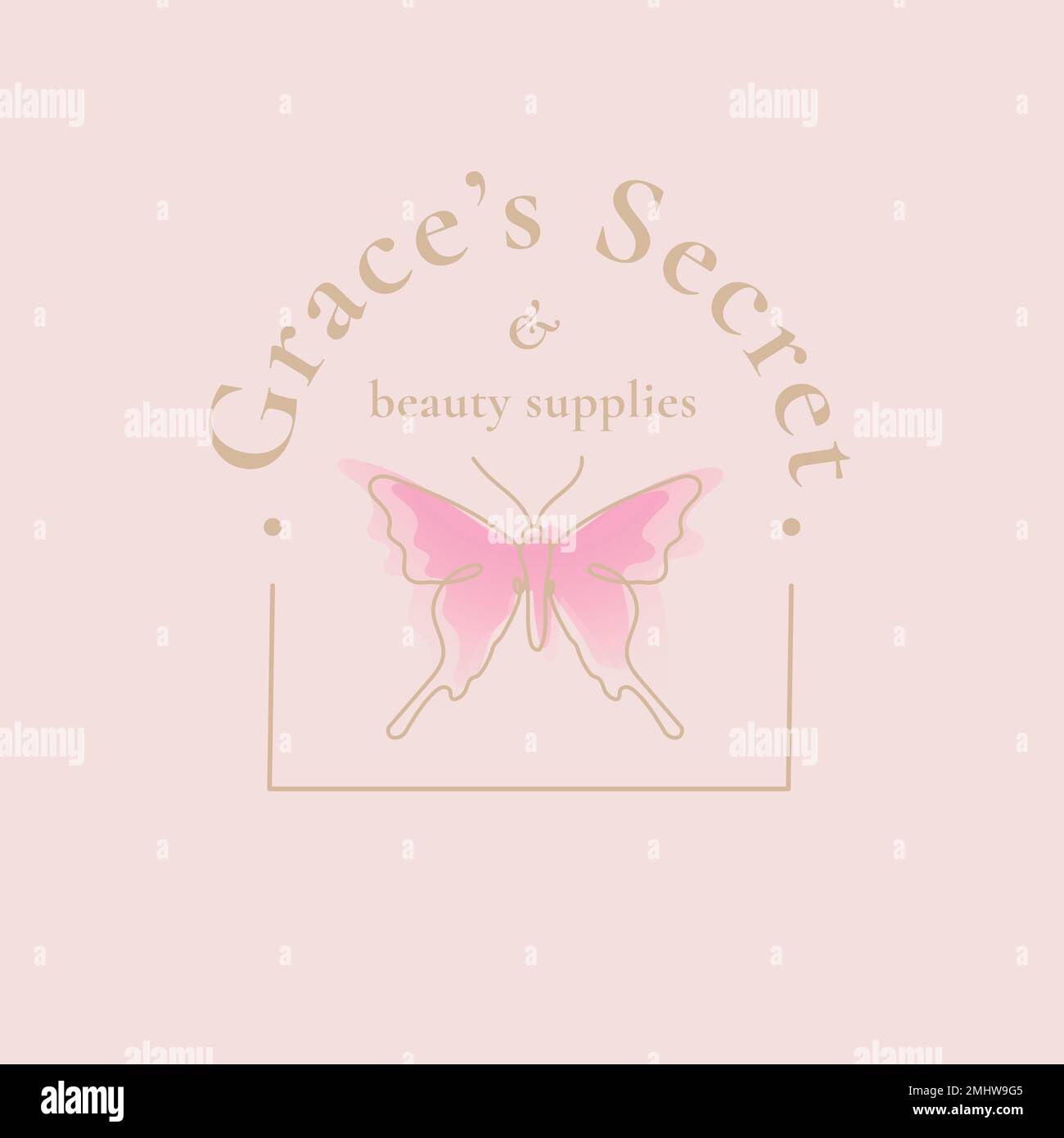 Grace&rsquo;s Secret butterfly logo template, salon business, creative design vector with slogan Stock Vector