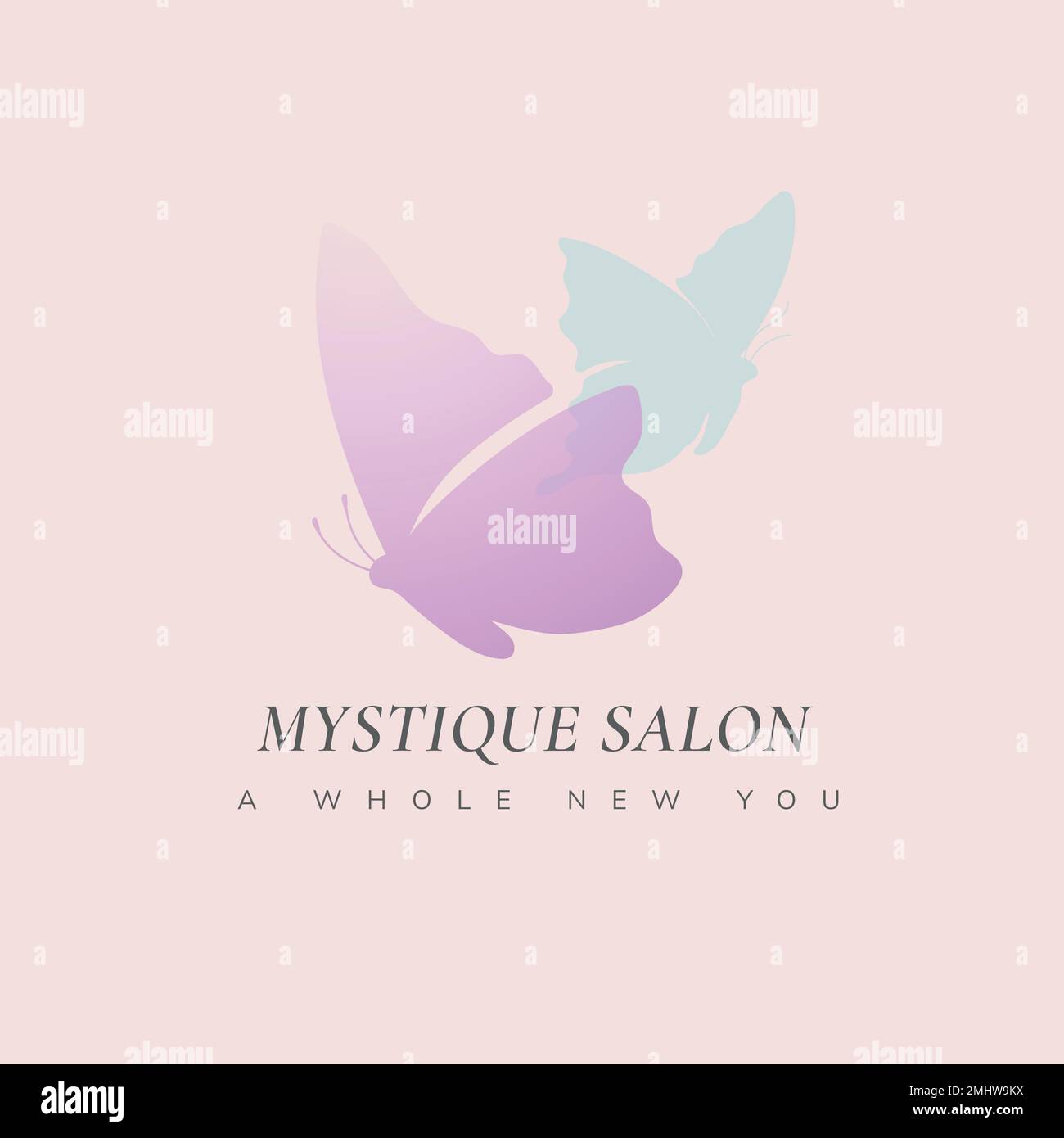 Butterfly beauty salon logo template, pink creative vector animal illustration Stock Vector