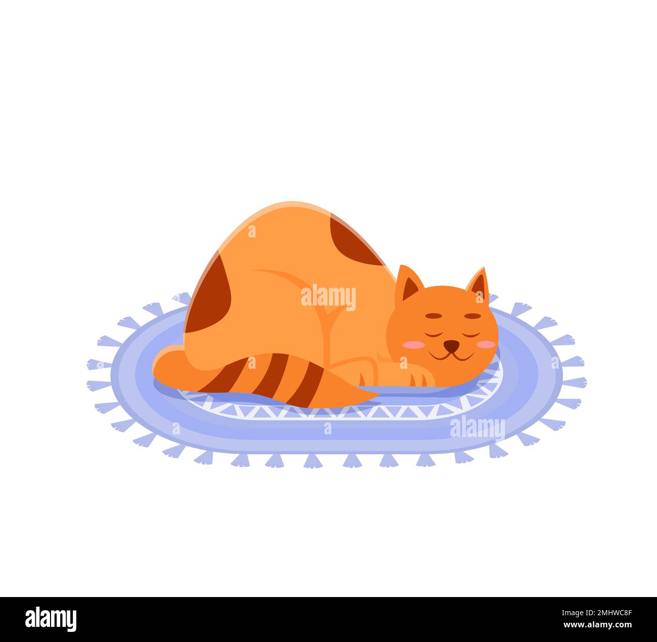 Sleeping Cat on carpet. Vector Illustration in flat design for printing