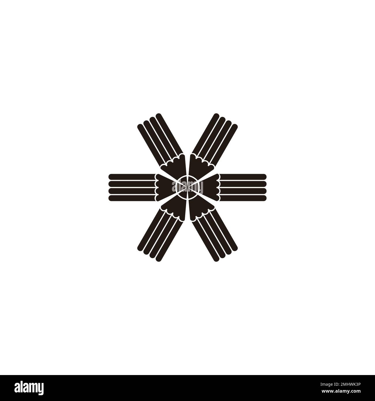 pencil stripes ribbon simple geometric logo vector Stock Vector