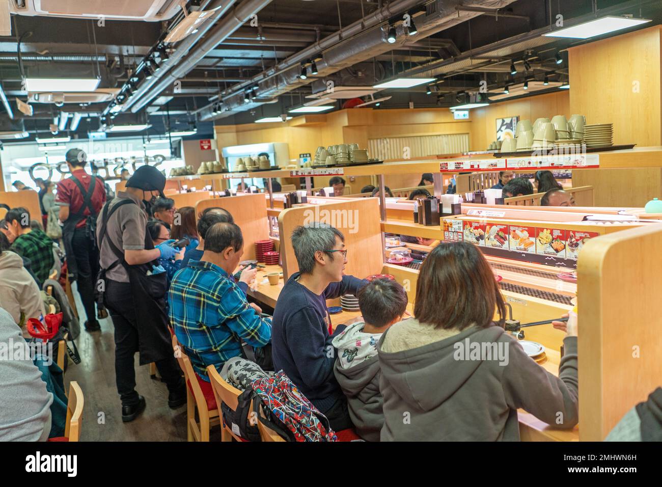 Hong Kong, December 2022  - A conveyor belt sushi Restaurant in Tin Hau Stock Photo