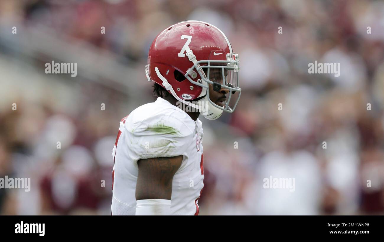 November 16, 2019: Alabama defensive back, Trevon Diggs (7), in action  during the NCAA football game between the Alabama Crimson Tide and the  Mississippi State Bulldogs at Davis Wade Stadium in Starkville