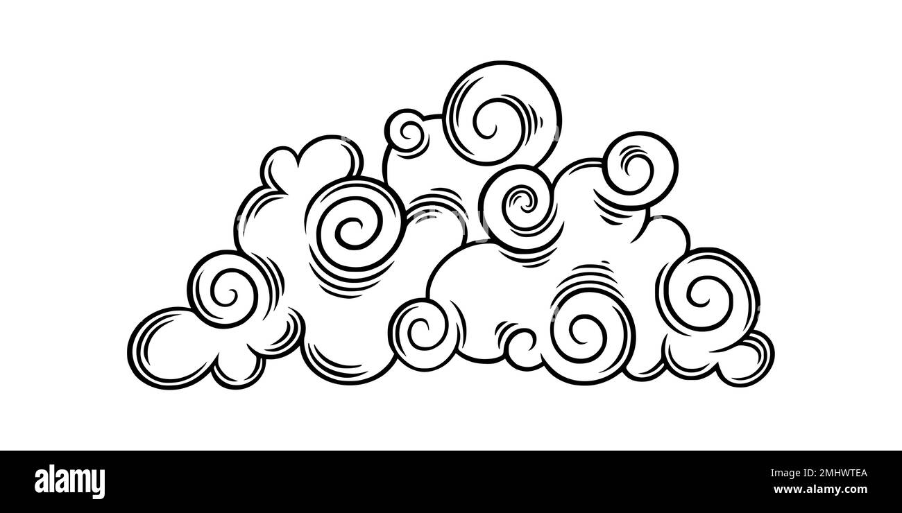Chinese cloud in curly style. Graphic boho cloud for festive asian