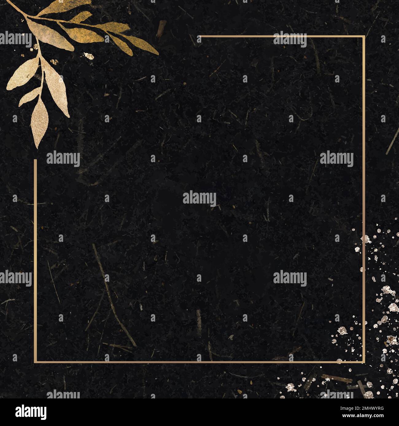 Christmas golden rectangle frame on black background vector Stock Vector