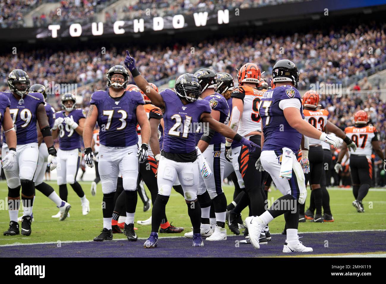 Baltimore, Maryland, USA. 13th Oct 2019. Baltimore Ravens RB Mark