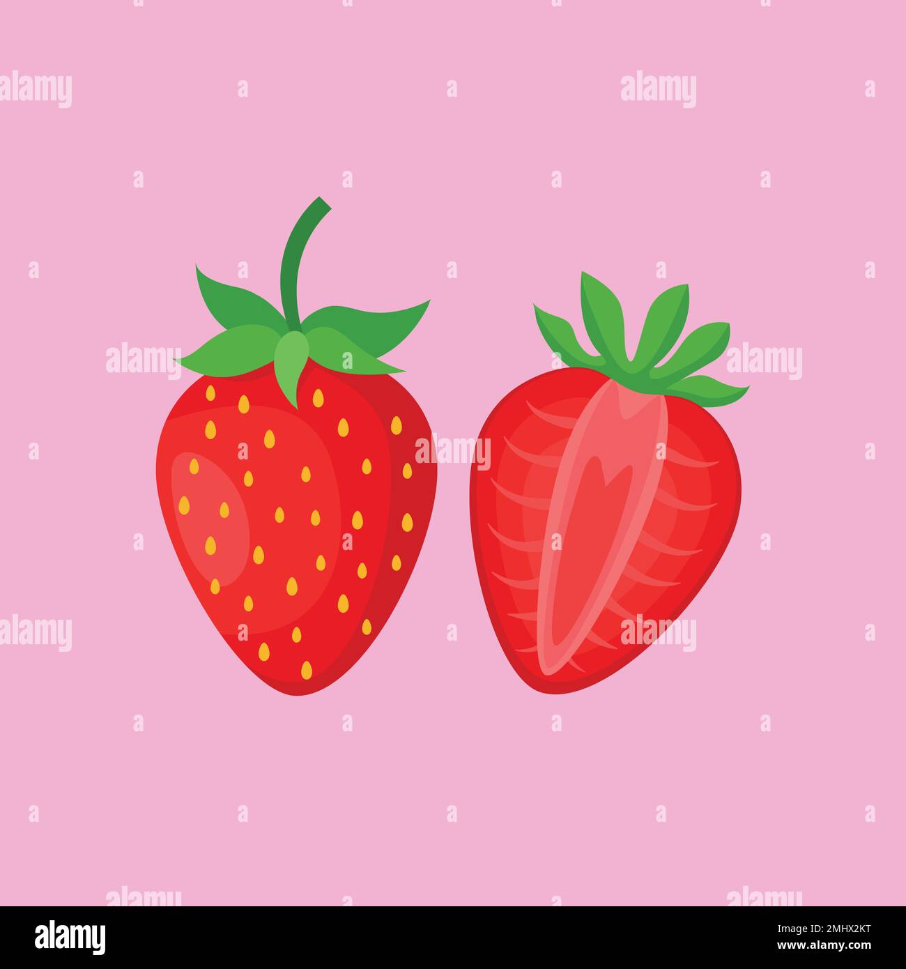 Fresh natural strawberry. Organic antioxidant strawberry. Vector illustration Stock Vector