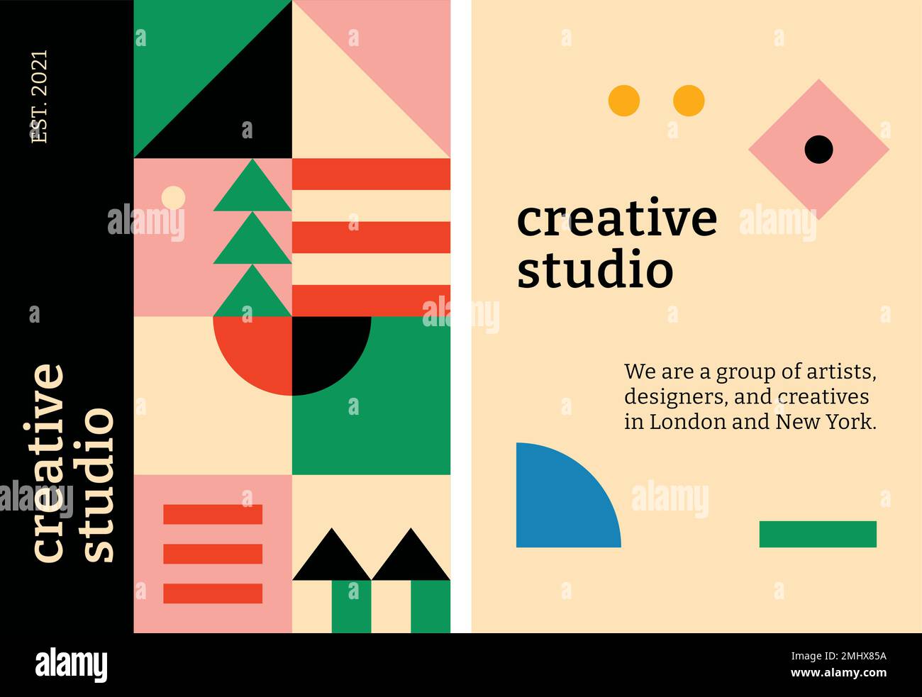 Editable poster template vector bauhaus inspired flat design creative studio text Stock Vector