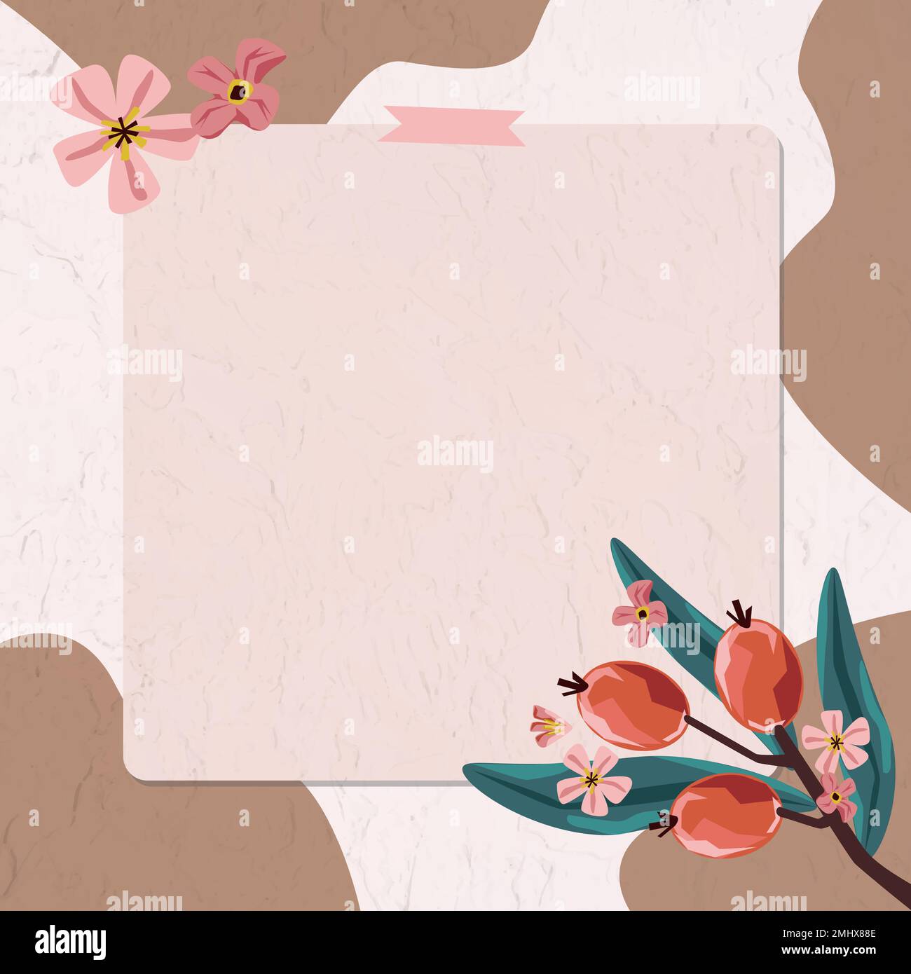 Hypercicum berries frame with washi tape vector Stock Vector