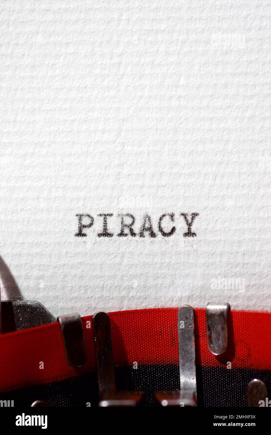 Piracy word written with a typewriter. Stock Photo
