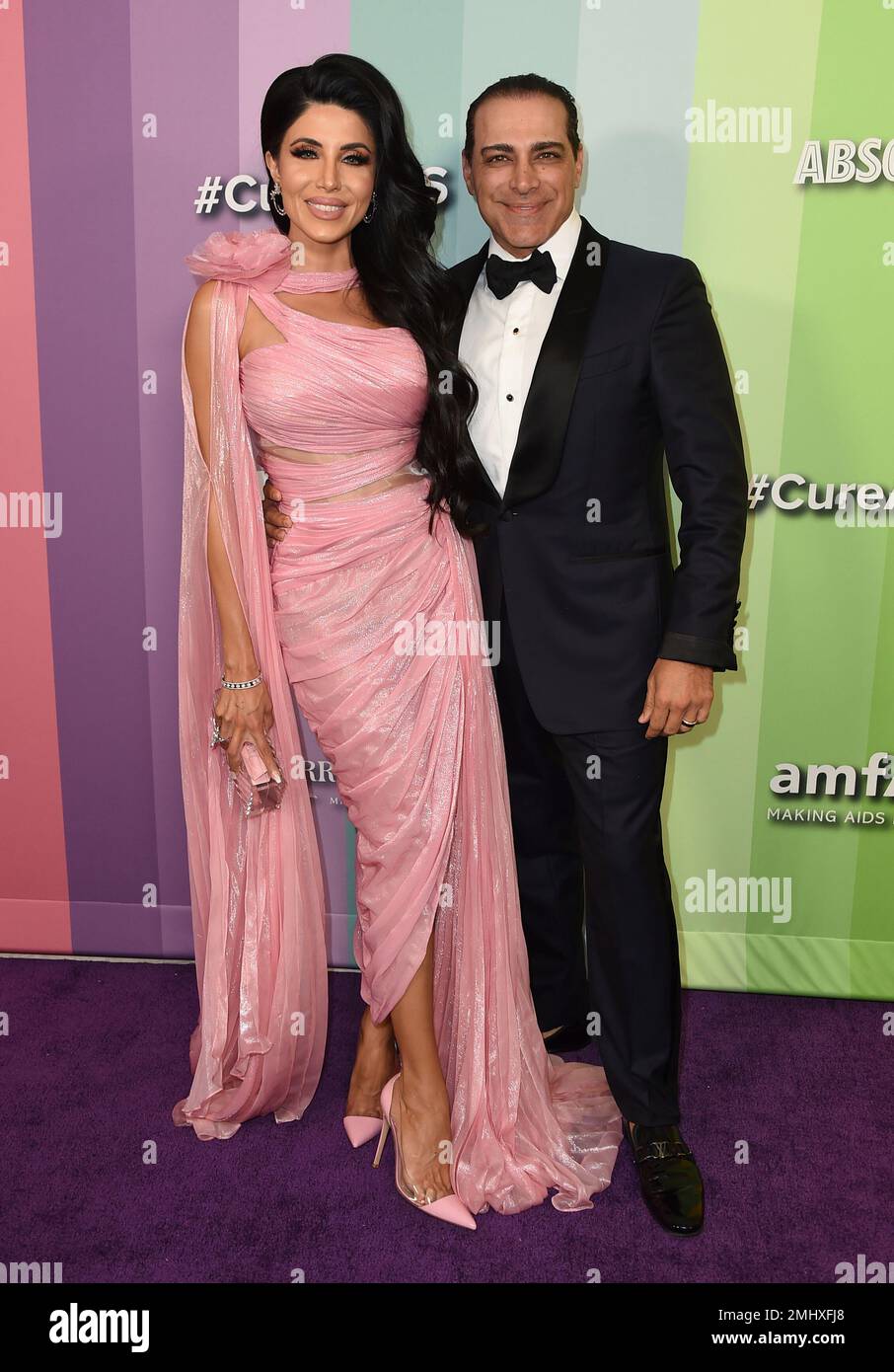 Leyla Milani and Manny Khoshbin arrive at the 2019 amfAR Gala Los