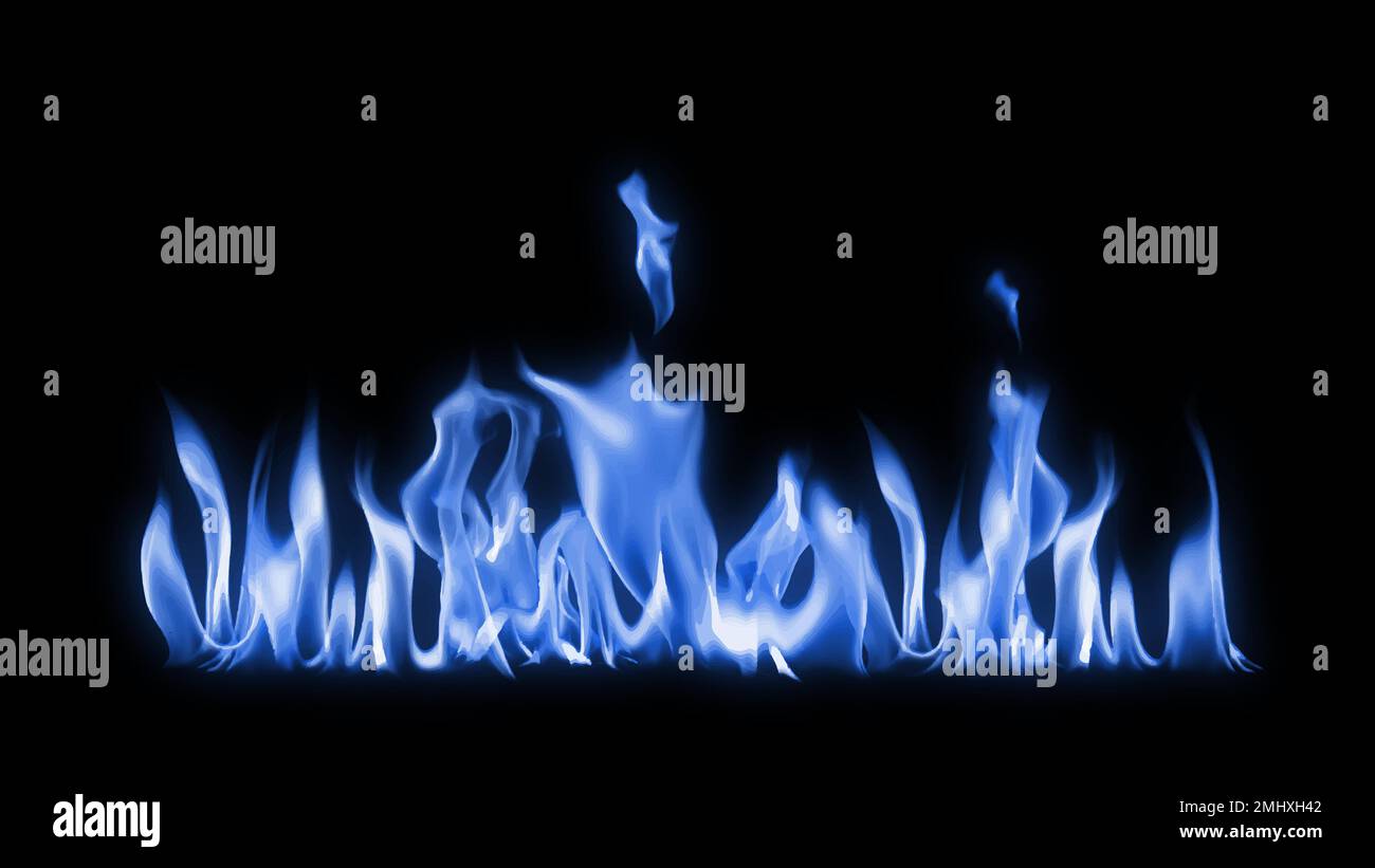 Blue flame border sticker, realistic fire image vector Stock Vector